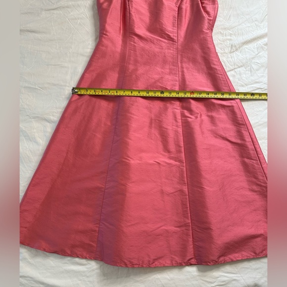 Elda De La Rosa Haute Couture Pink Shantung Silk Sleeveless A-Line Midi Dress L - Picture 11 of 11